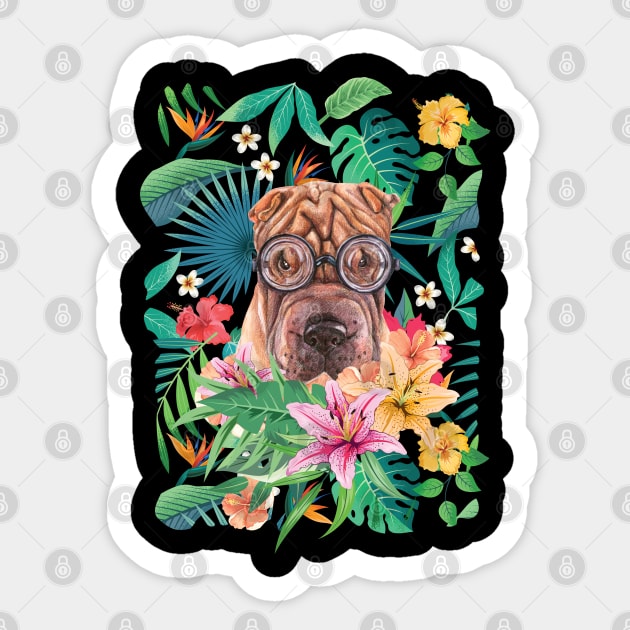 Tropical Red Shar Pei 3 Sticker by LulululuPainting